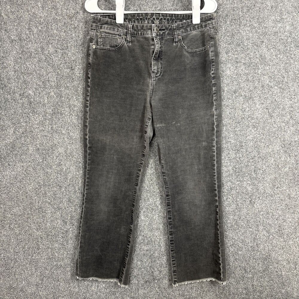 American Eagle Crop Flare Pants Womens Size 10 Black Charcoal Corduroy Grunge